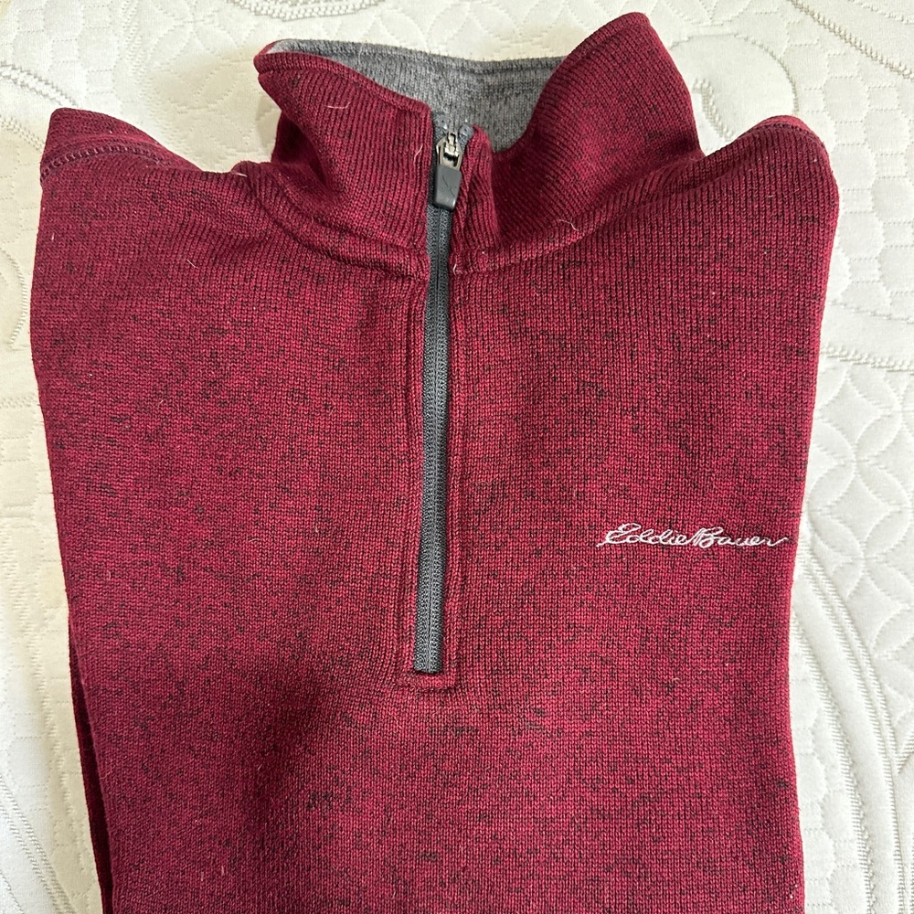 Men’s Eddie Bauer Red Burgundy Half Zip Sweater Size S